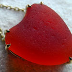 Red Sea Glass Heart Pendant