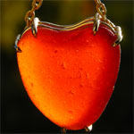 Red Sea Glass Heart Pendant